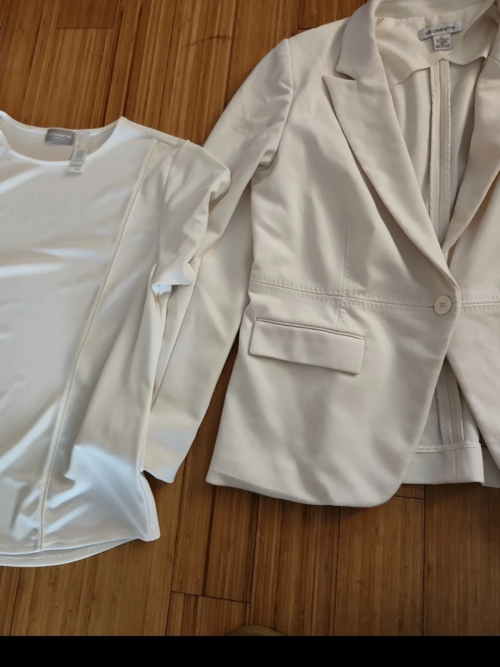 Liz Claiborne Career Blazer White Size Large with top size large - Picture 6 of 6